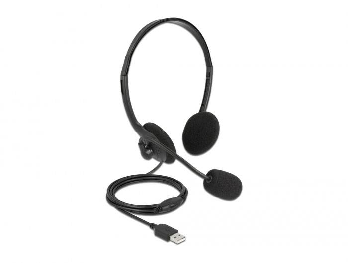 Delock 27178 On Ear Headset kabelgebunden Schwarz Headset Telefon