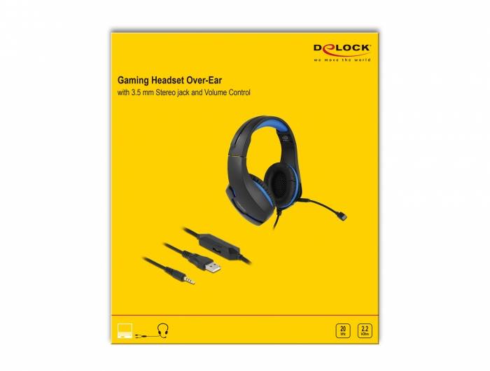 Delock 27182 On Ear Headset kabelgebunden Schwarz, Blau Mikrofon-Rauschunterdrückung Headset Gaming