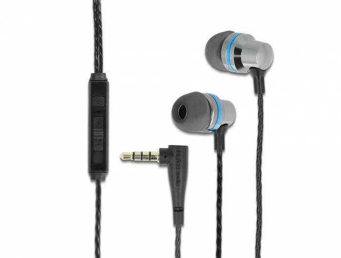 Delock 27183 In Ear Kopfhörer kabelgebunden Grau Handy