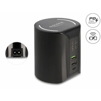 Delock 41441 USB Ladegerät 58W USB-C®, USB-A Qi Wireless Charging Schwarz Steckdose Wireless Charger, Schnellladegerät Delock 41441 USB Ladegerät 58W USB-C®, USB-A Qi Wireless Charging Schwarz Steckdose Wireless Charger, Schnellladegerät