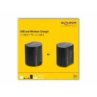 Delock 41441 USB Ladegerät 58W USB-C®, USB-A Qi Wireless Charging Schwarz Steckdose Wireless Charger, Schnellladegerät Delock 41441 USB Ladegerät 58W USB-C®, USB-A Qi Wireless Charging Schwarz Steckdose Wireless Charger, Schnellladegerät
