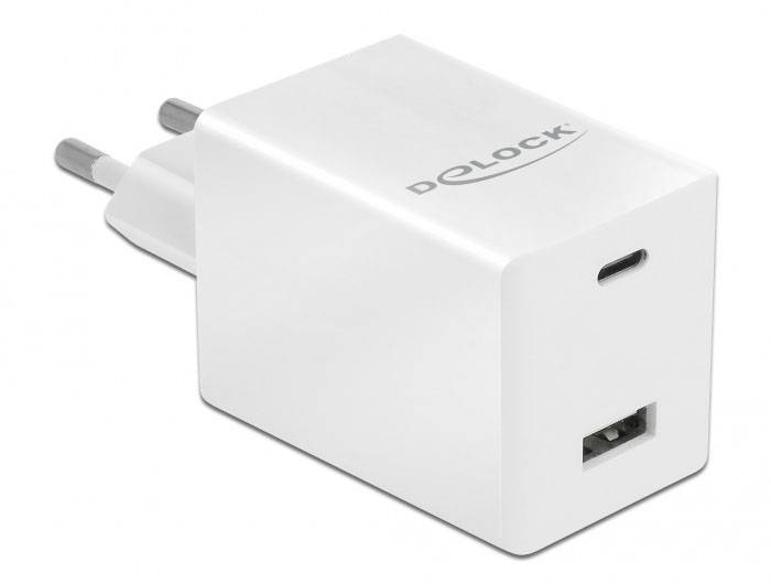 Delock 41448 USB Ladegerät 48W USB-A, USB-C® USB PD Weiß Steckdose Schnellladegerät, USB Power Delivery (USB-PD)