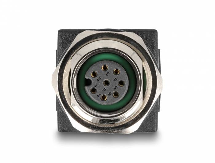 Delock M12 / RJ45 Netzwerk Adapter [1x M12-Buchse - 1x RJ45-Buchse] Schwarz