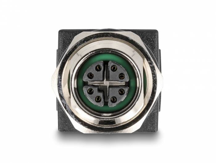 Delock M12 / RJ45 Netzwerk Adapter [1x M12-Buchse - 1x RJ45-Buchse] Schwarz