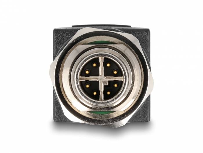 Delock M12 / RJ45 Netzwerk Adapter [1x M12-Stecker - 1x RJ45-Buchse] Schwarz