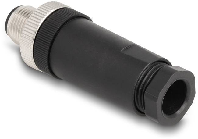 Delock M12 Netzwerk Adapter [1x M12-Stecker - 3x Schraubklemmen] Schwarz