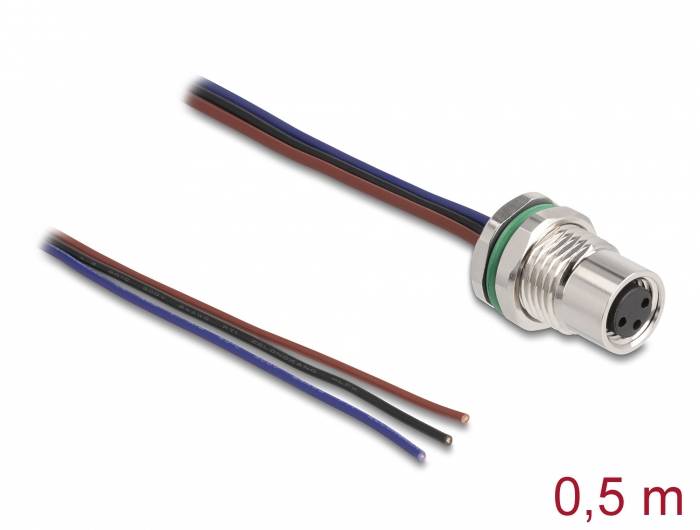 Delock 80146 Sensor-/Aktor-Kabel M8 0.5m 1 St. Bag