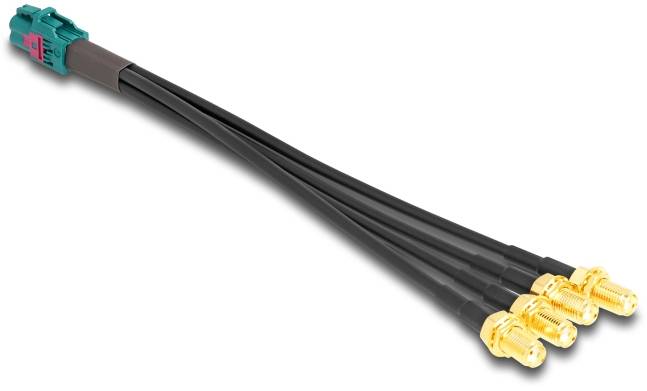 Delock WLAN-Antennen Anschlusskabel [1x Fakra-Buchse - 4x SMA-Buchse] 0.2m Schwarz