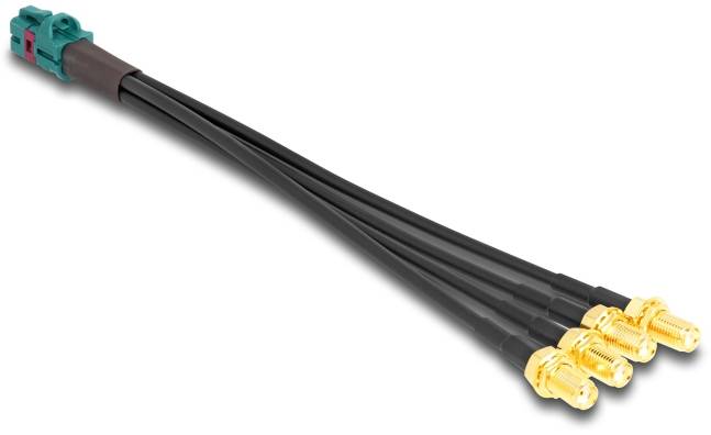 Delock WLAN-Antennen Anschlusskabel [1x Fakra-Buchse - 4x SMA-Buchse] 0.2m Schwarz
