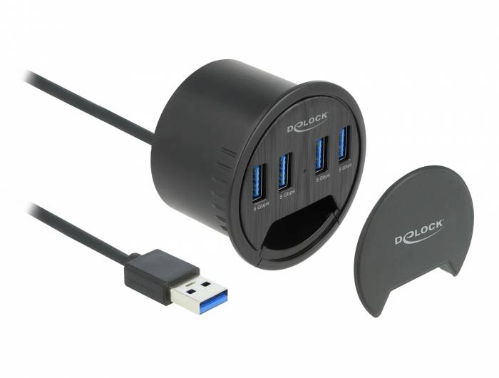 Delock 64153 USB-Hub 4 Port USB-A USB 3.2 Gen1 5 GBit/s Schwarz 64153