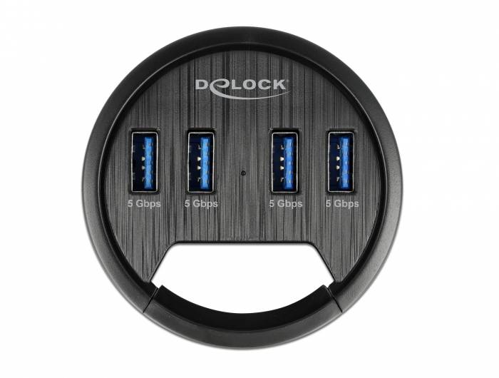 Delock 64153 USB-Hub 4 Port USB-A USB 3.2 Gen1 5 GBit/s Schwarz 64153