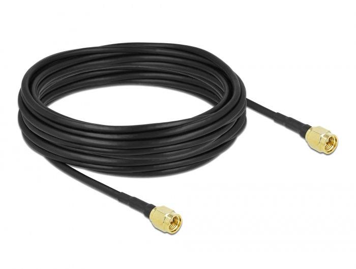 Delock WLAN-Antennen Anschlusskabel [1x SMA-Stecker - 1x SMA-Stecker] 10m Schwarz