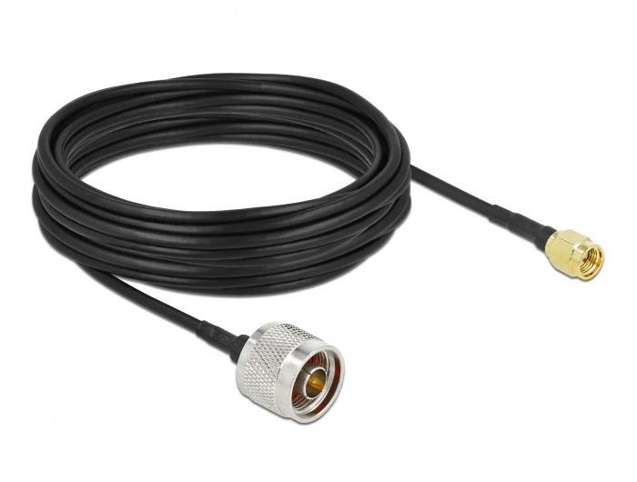 Delock WLAN-Antennen Anschlusskabel [1x N-Stecker - 1x SMA-Stecker] 10m Schwarz