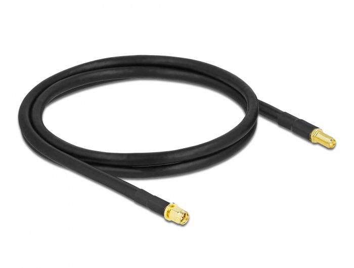 Delock WLAN-Antennen Anschlusskabel [1x SMA-Stecker - 1x SMA-Buchse] 0.9m Schwarz