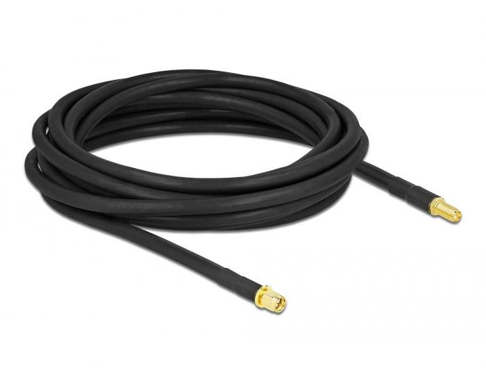 Delock WLAN-Antennen Anschlusskabel [1x SMA-Stecker - 1x SMA-Buchse] 5m Schwarz
