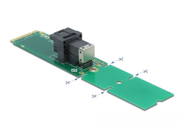 Delock Seriell Adapter [1x M.2 Key M-Stecker - 1x Mini-SAS-Buchse (SFF-8643)] Grün
