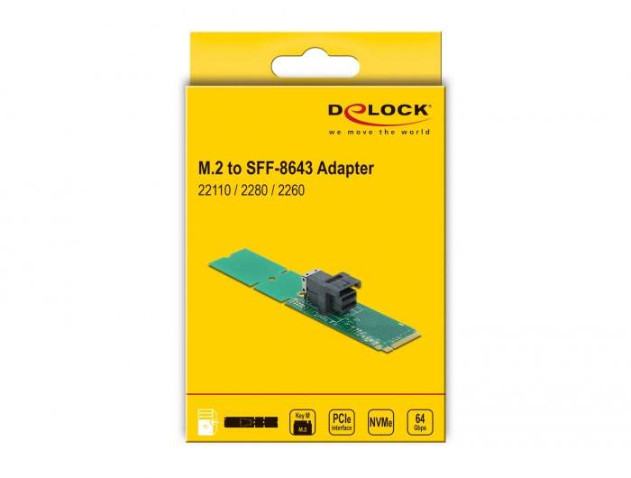 Delock Seriell Adapter [1x M.2 Key M-Stecker - 1x Mini-SAS-Buchse (SFF-8643)] Grün