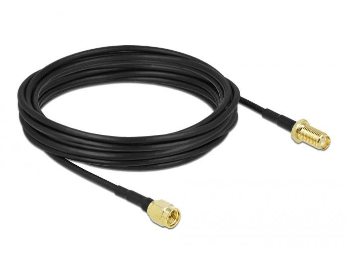 Delock WLAN-Antennen Anschlusskabel [1x SMA-Stecker - 1x SMA-Buchse] 7.5m Schwarz