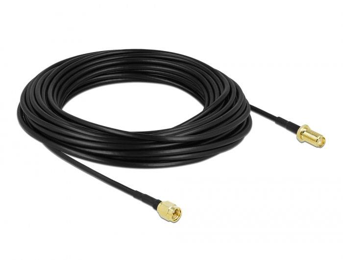 Delock WLAN-Antennen Anschlusskabel [1x SMA-Stecker - 1x SMA-Buchse] 15m Schwarz
