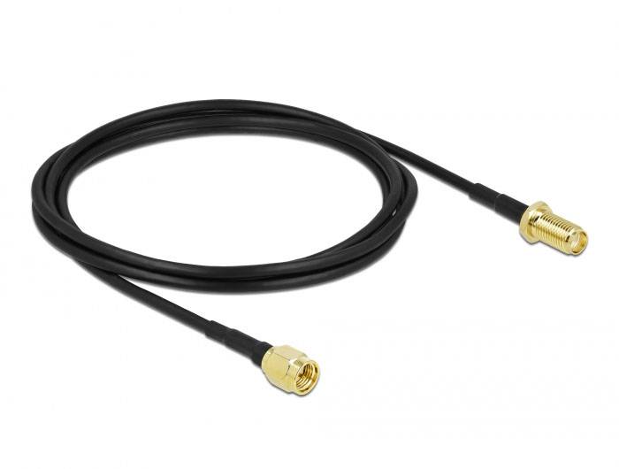 Delock WLAN-Antennen Anschlusskabel [1x SMA-Stecker - 1x SMA-Buchse] 2m Schwarz