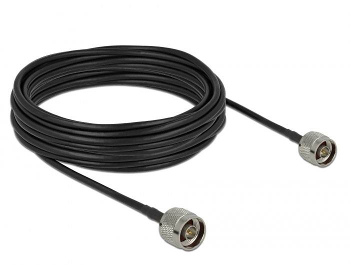 Delock WLAN-Antennen Anschlusskabel [1x N-Stecker - 1x N-Stecker] 10m Schwarz, Grau