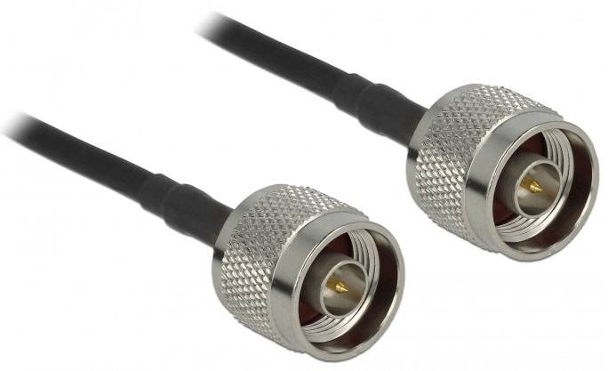 Delock WLAN-Antennen Anschlusskabel [1x N-Stecker - 1x N-Stecker] 10m Schwarz, Grau