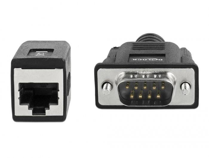 Delock Seriell Adapter [1x D-SUB-Stecker 9pol. - 1x RJ45-Buchse] 20cm Schwarz