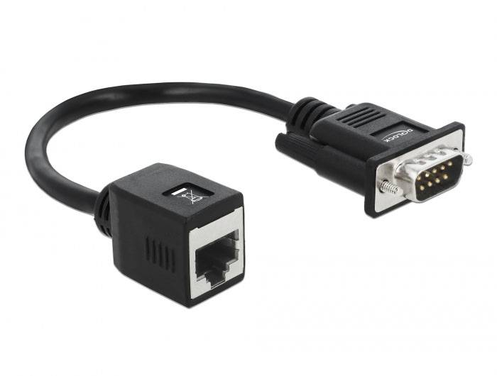 Delock Seriell Adapter [1x D-SUB-Stecker 9pol. - 1x RJ45-Buchse] 20cm Schwarz