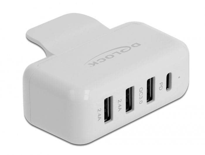 Delock 64079 USB Ladegerät USB-C® Buchse (Power Delivery), USB-A USB PD Weiß Steckdose USB Power Delivery (USB-PD)