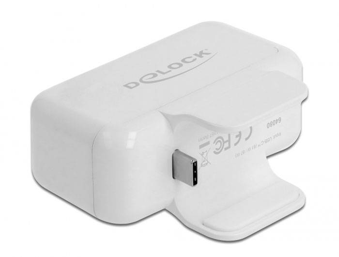 Delock 64080 USB Ladegerät USB-C® Buchse (Power Delivery), USB-A Buchse USB PD Weiß Steckdose USB Power Delivery (USB-PD)