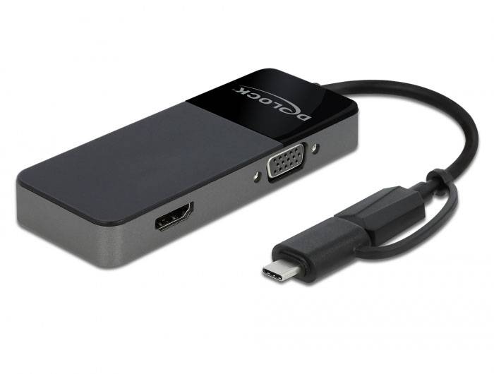 Delock 64085 USB 3.2 Gen 1 (USB 3.0) / HDMI / VGA Adapter Schwarz 12cm