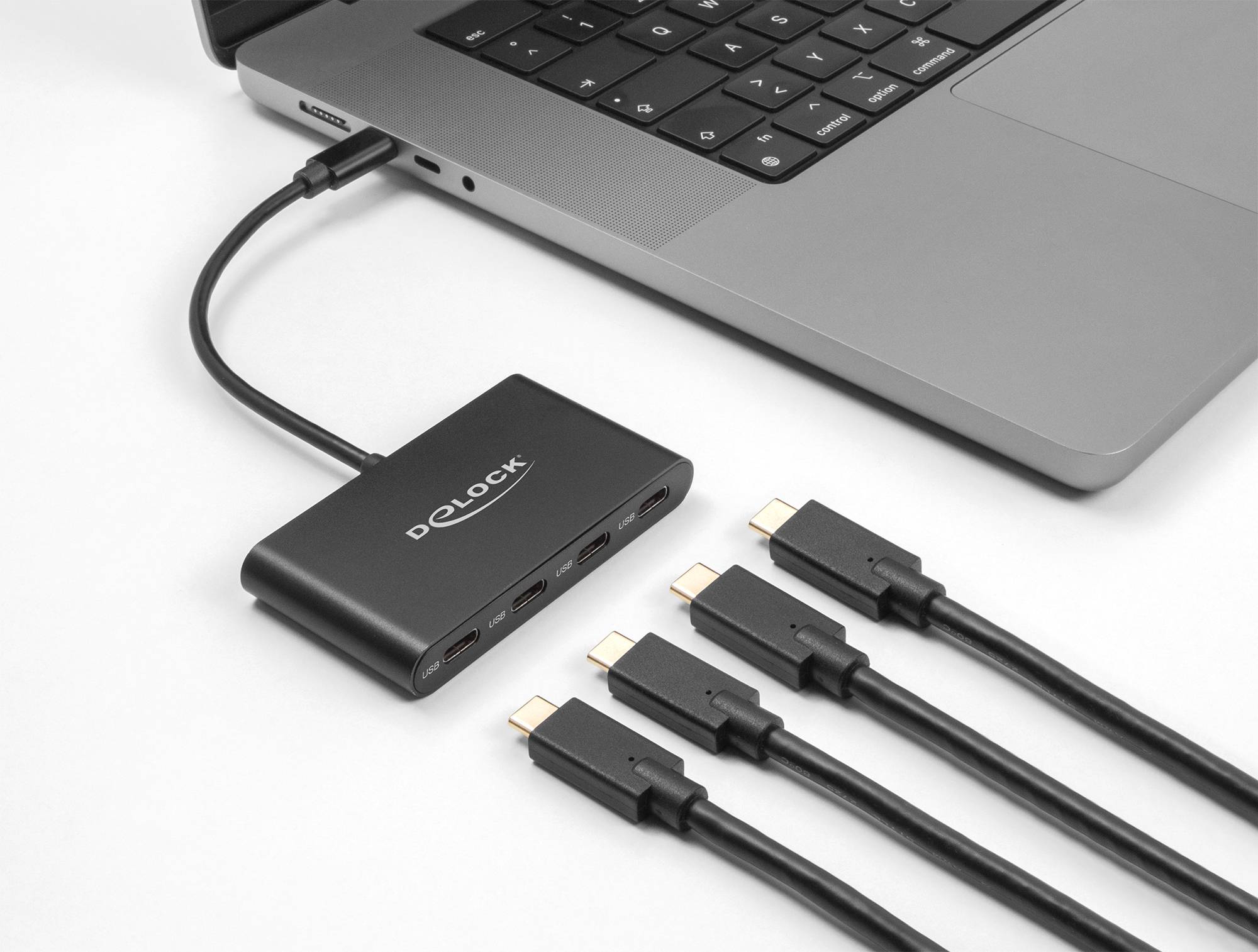 Delock 64129 USB-Hub 4 Port USB-C® USB 3.2 Gen2 10 GBit/s mit USB-C® Stecker Schwarz 64129