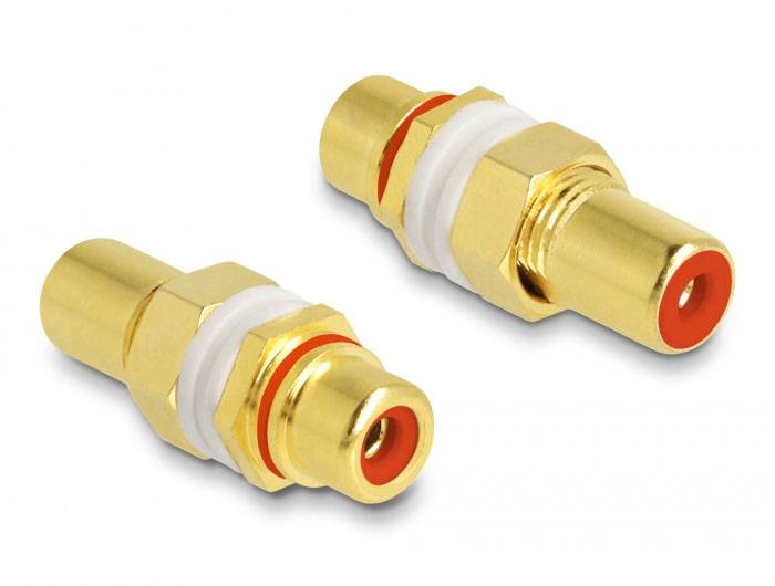 Delock 64142 64142 Cinch Audio Adapter [1x Cinch-Buchse - 1x Cinch-Buchse] Gold, Rot