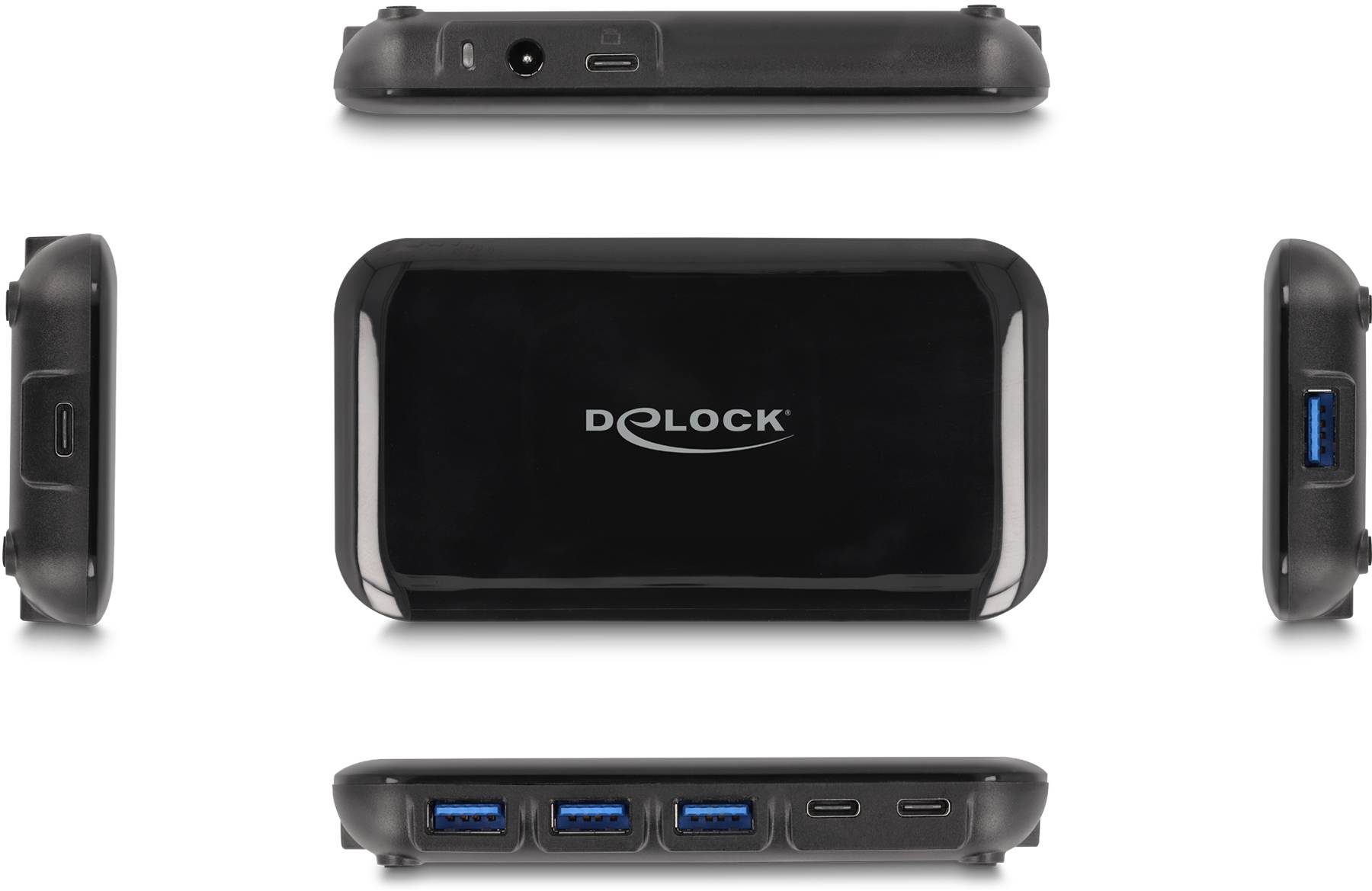 Delock 64209 USB-Hub 4+3 Port USB-A, USB-C® USB 3.2 Gen2 10 GBit/s mit USB-C® Stecker Schwarz 64209