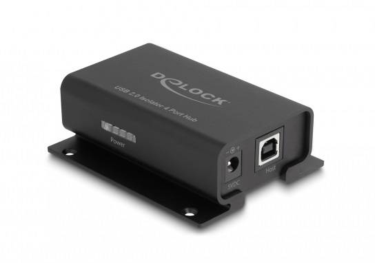 Delock 64226 USB-Hub 4 Port USB-A, DC-Buchse 3.5mm USB 2.0 480MBit/s Schwarz 64226