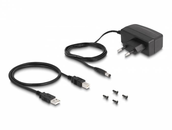 Delock 64226 USB-Hub 4 Port USB-A, DC-Buchse 3.5mm USB 2.0 480MBit/s Schwarz 64226
