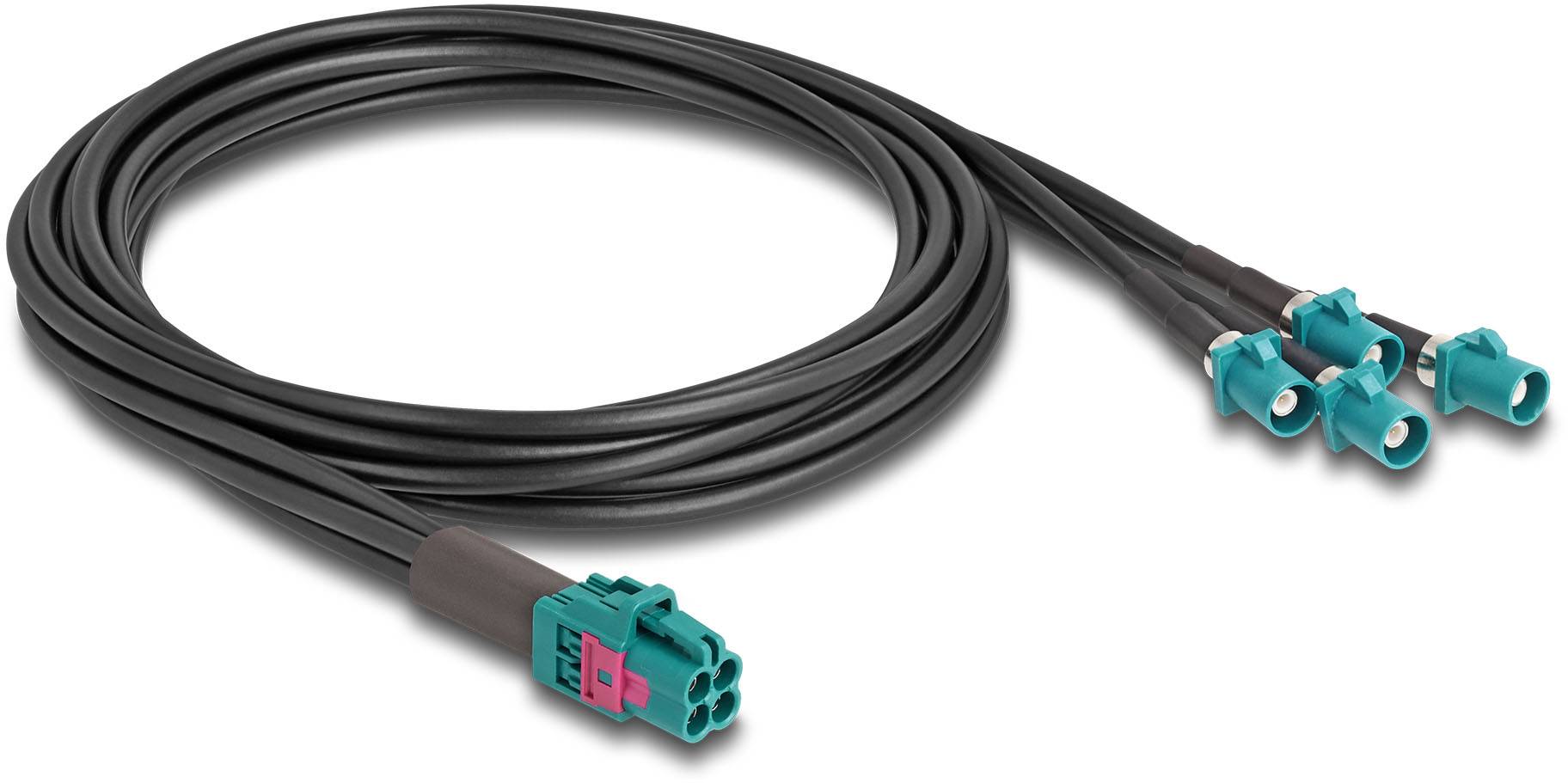 Delock WLAN-Antennen Anschlusskabel [1x Fakra-Buchse - 4x Fakra-Stecker] 1m Schwarz, Blau