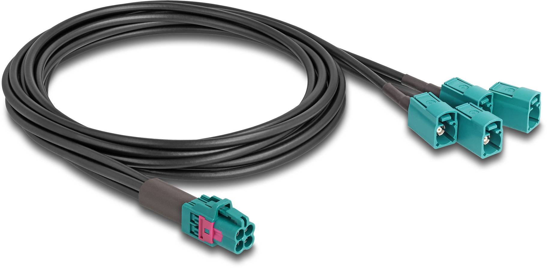 Delock WLAN-Antennen Anschlusskabel [1x Fakra-Buchse - 4x Fakra-Buchse] 1m Schwarz, Blau