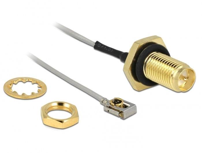 Delock WLAN-Antennen Anschlusskabel [1x SMA-Buchse - 1x IPEX-Stecker] 0.2m Schwarz, Grau