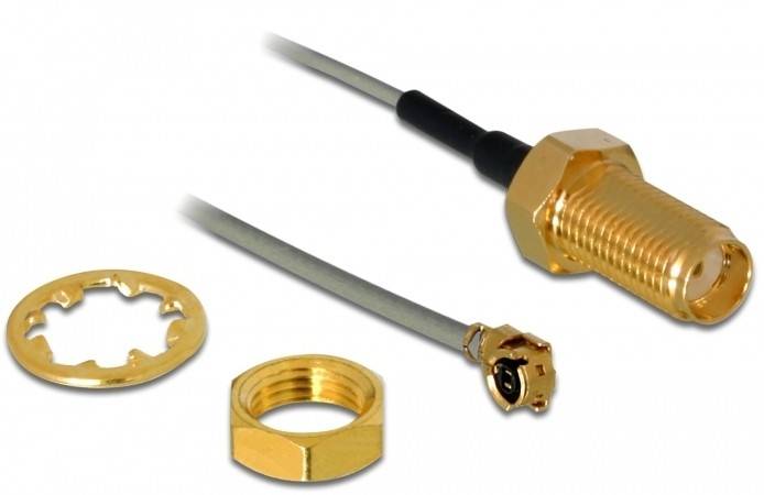 Delock WLAN-Antennen Anschlusskabel [1x SMA-Buchse - 1x IPEX-Stecker] 1m Schwarz, Grau