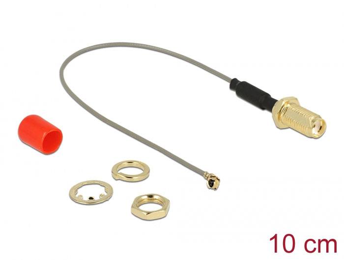 Delock WLAN-Antennen Anschlusskabel [1x SMA-Buchse - 1x IPEX-Stecker] 0.1 m Grau
