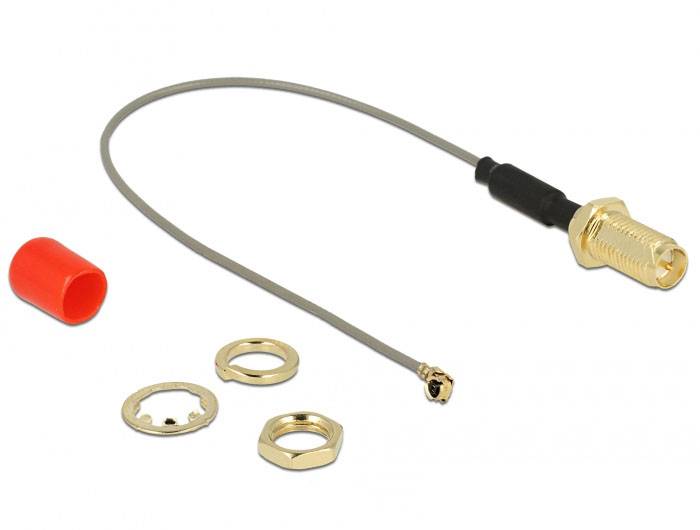 Delock WLAN-Antennen Anschlusskabel [1x RPSMA-Buchse - 1x IPEX-Stecker] 0.1m Grau
