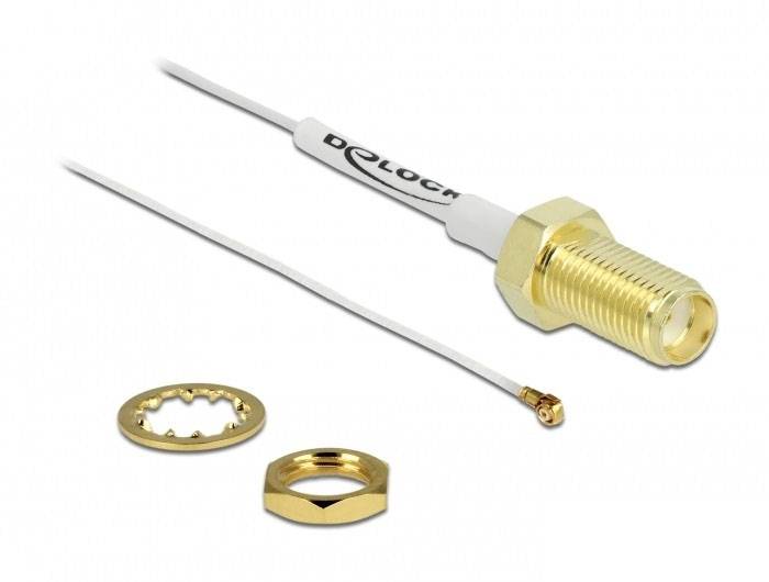 Delock WLAN-Antennen Anschlusskabel [1x SMA-Buchse - 1x IPEX-Stecker] 0.2m Weiß