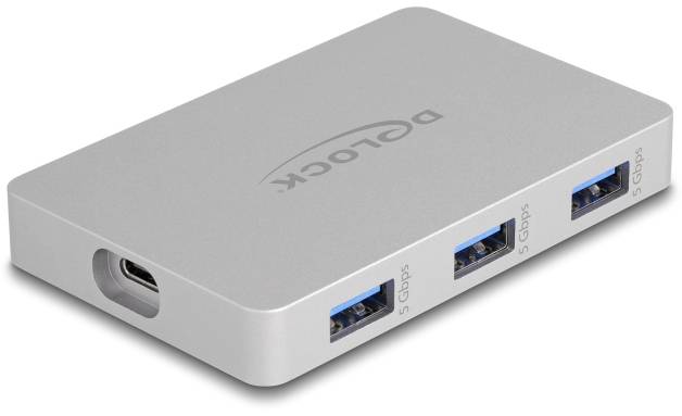 Delock 64279 USB-Hub 4+3 Port USB-A, USB-C® USB 3.2 Gen2 10 GBit/s mit USB-C® Stecker Grau 64279