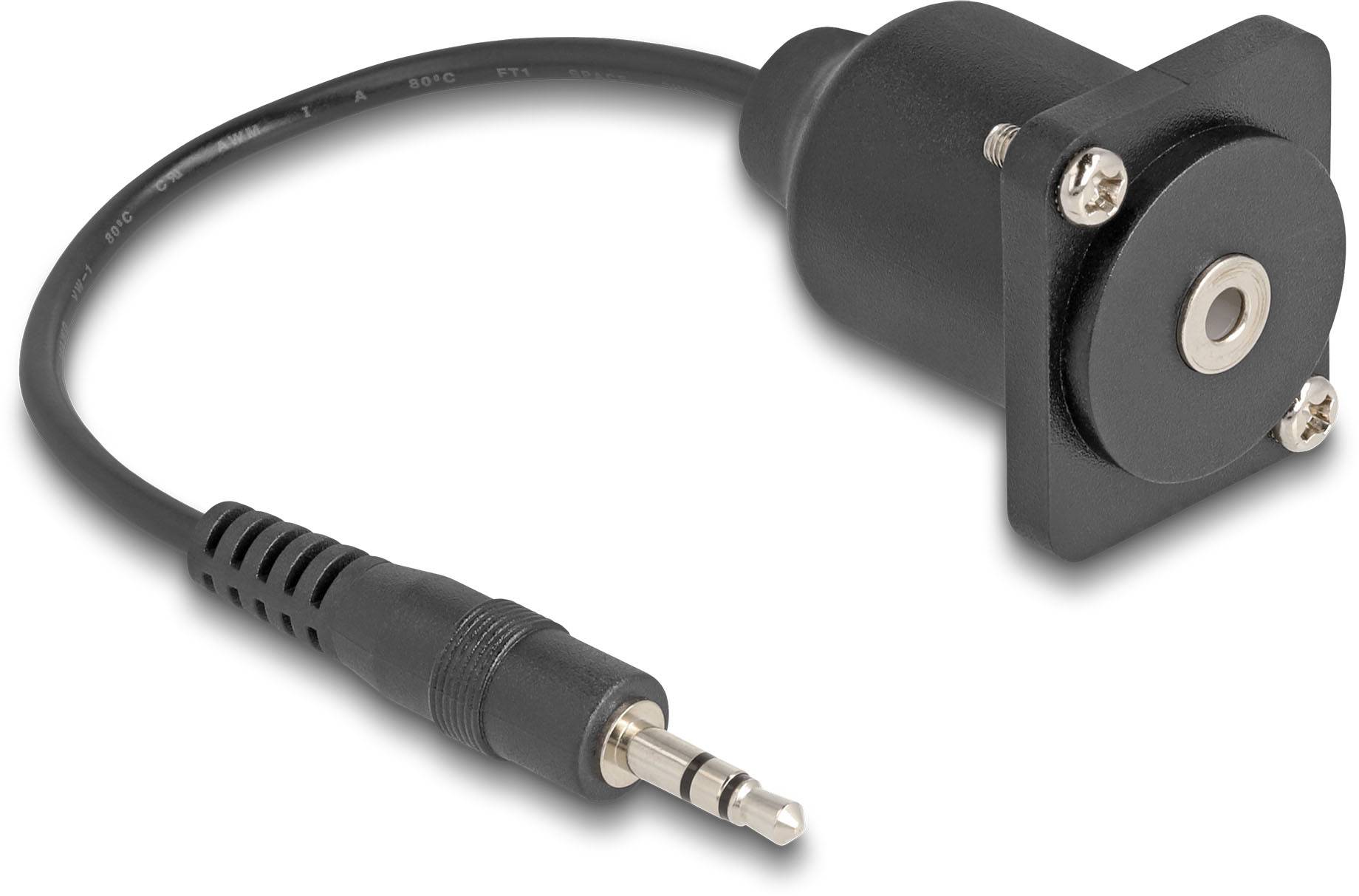 Delock 88150 Klinke Audio Anschlusskabel [1x Klinkenstecker 3.5mm - 1x Klinkenbuchse 3.5 mm] 0.2m Schwarz