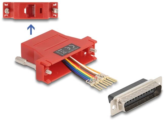 Modular jack adaptives RS-232-Stecker zu RJ-45-Buchse mit Kabelverbindungen.