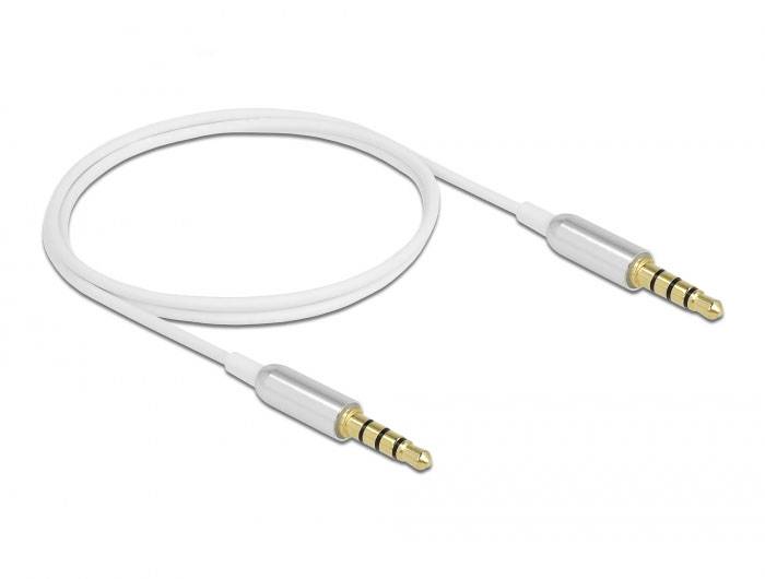 Delock 66073 Klinke Audio Anschlusskabel [1x Klinkenstecker 3.5mm - 1x Klinkenstecker 3.5 mm] 0.5m Silber, Weiß