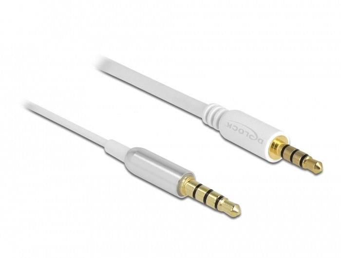 Delock 66073 Klinke Audio Anschlusskabel [1x Klinkenstecker 3.5mm - 1x Klinkenstecker 3.5 mm] 0.5m Silber, Weiß
