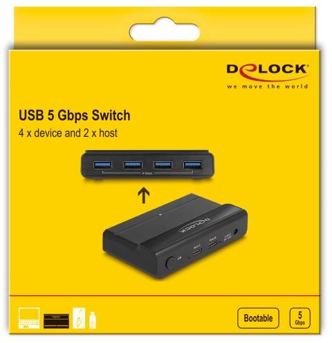 Delock 88066 USB 3.2 Gen 1-Umschalter (USB 3.0) Schwarz