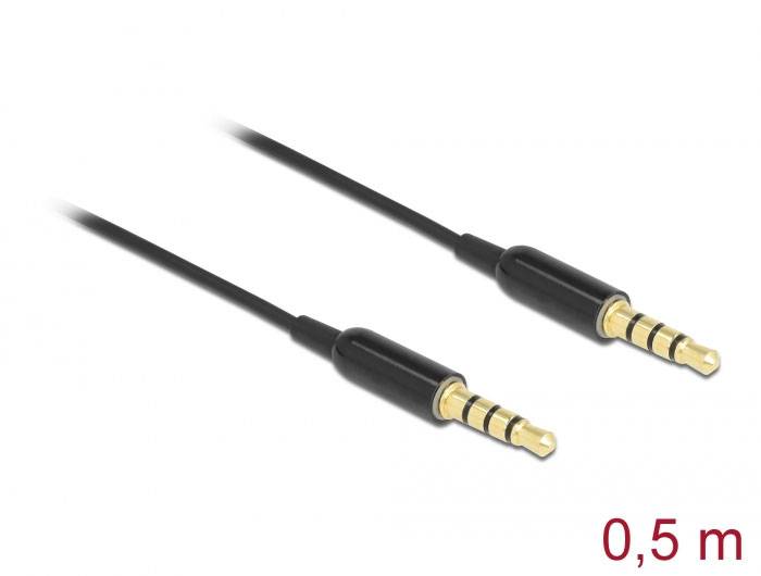 Delock 66075 Klinke Audio Anschlusskabel [1x Klinkenstecker 3.5mm - 1x Klinkenstecker 3.5 mm] 0.5m Schwarz